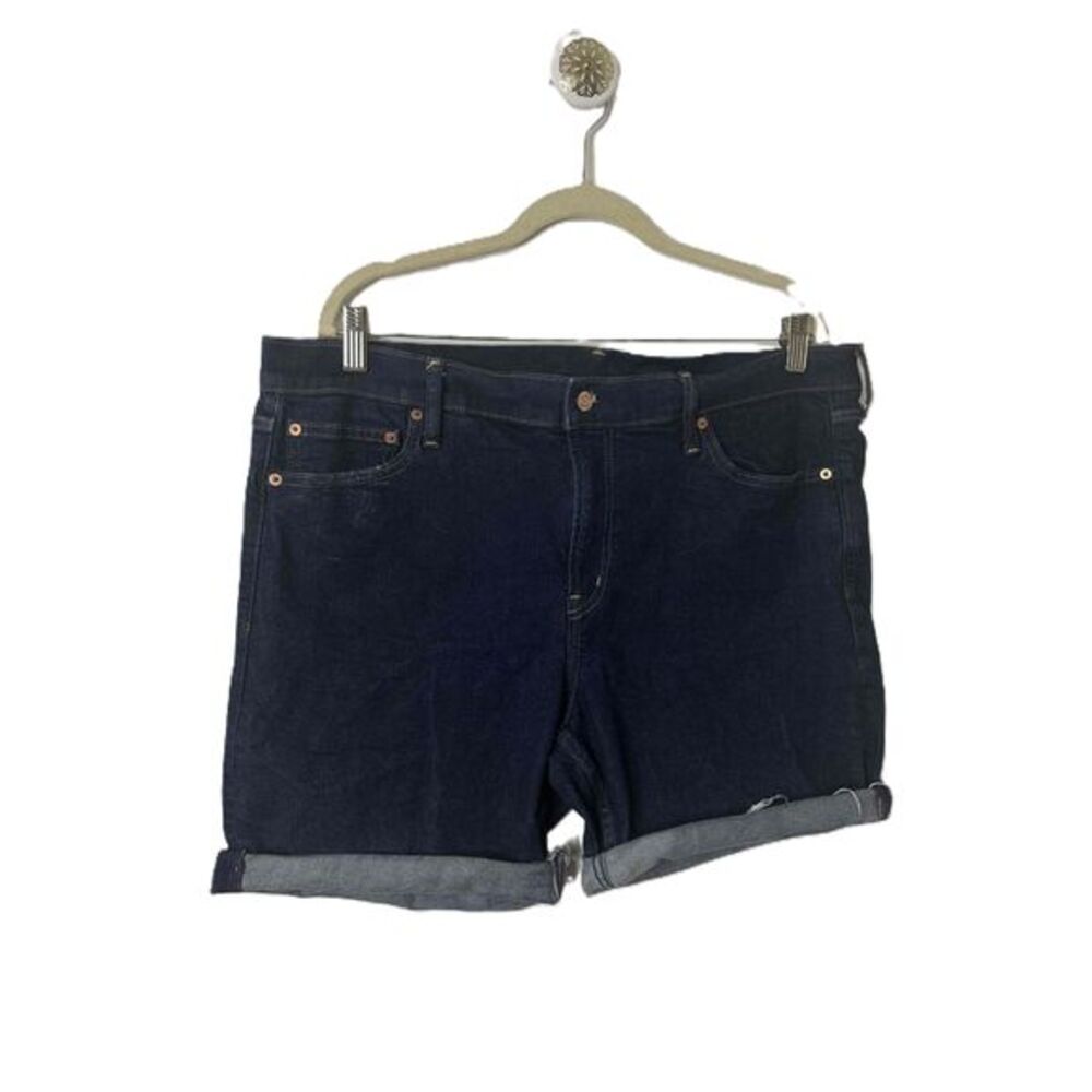 Gap Shorts Womens Size 20 Blue Denim Rolled Hem 5 Pocket Vintage Slim Mid Rise